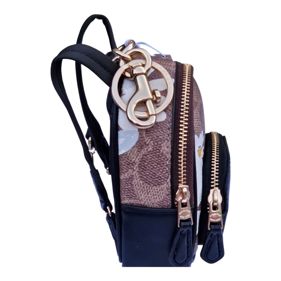 NWT Coach Mini Backpack Key Chain Charm with Daisy Print main image 5